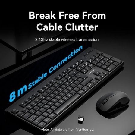 Teclado e Rato Sem Fios Vention Combo KTZB0-EN/ Inglês - Imagem 3