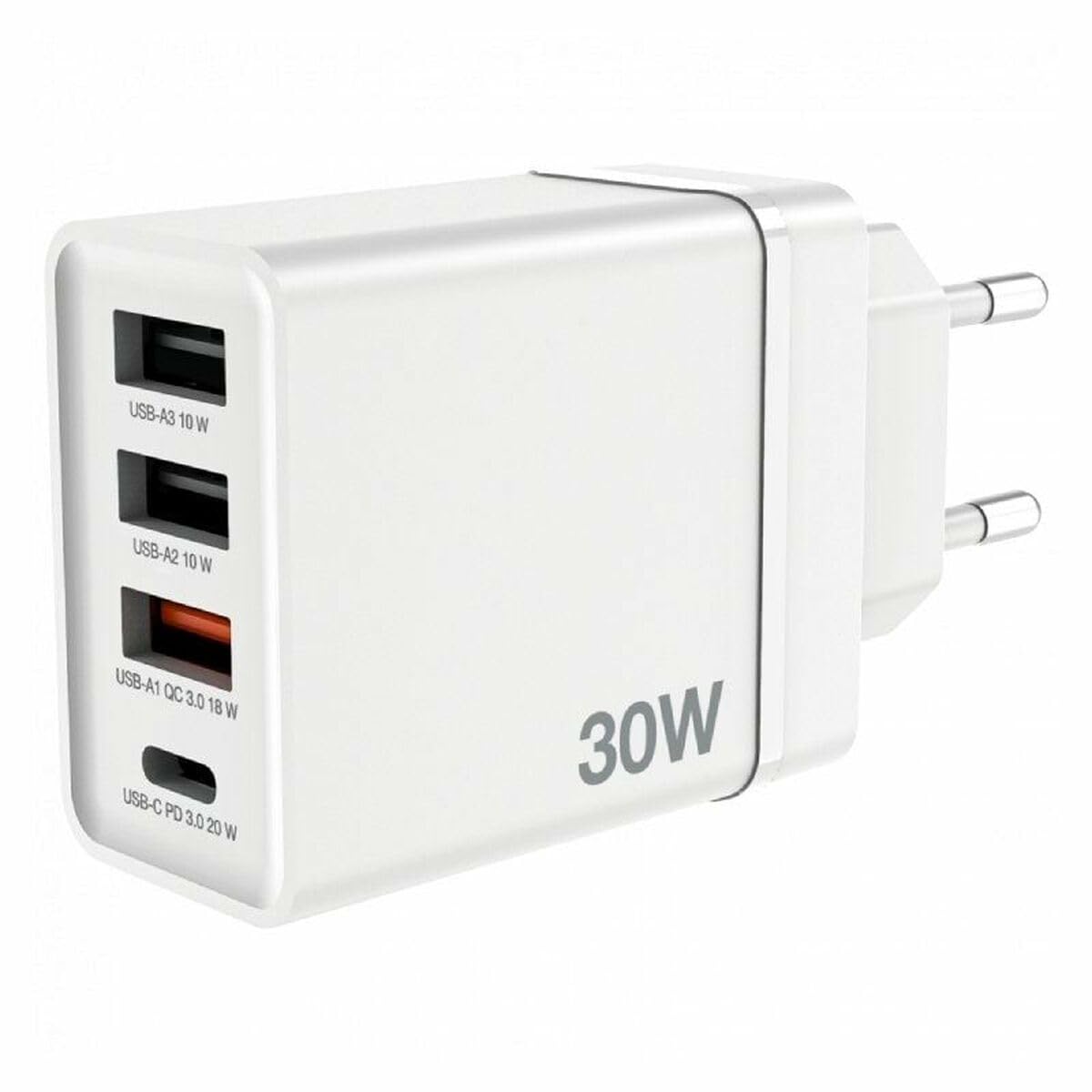 Carregador de Parede GaN Verbatim CHR-30EU2/ 1xUSB Tipo-C/ 3xUSB/ 30W