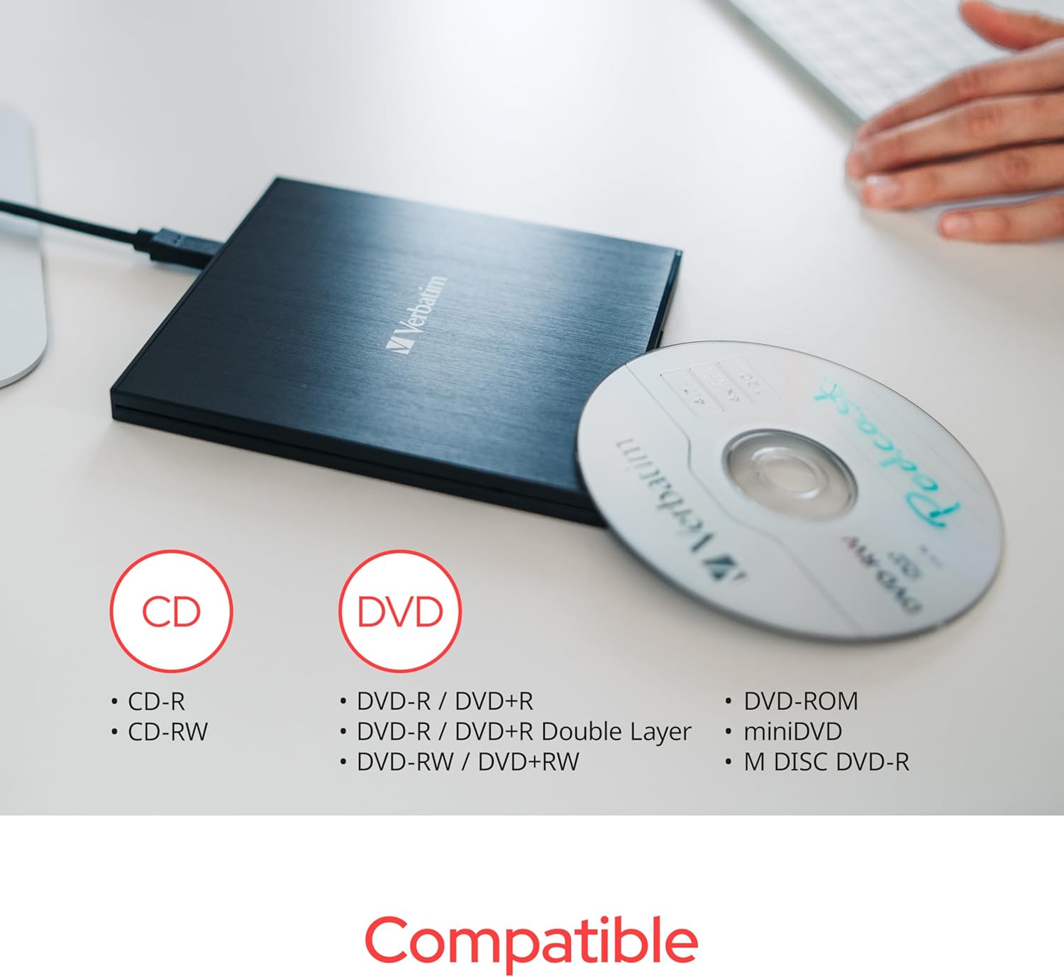 Gravador Externo CD/DVD Verbatim Slimline 98938 - Imagem 7