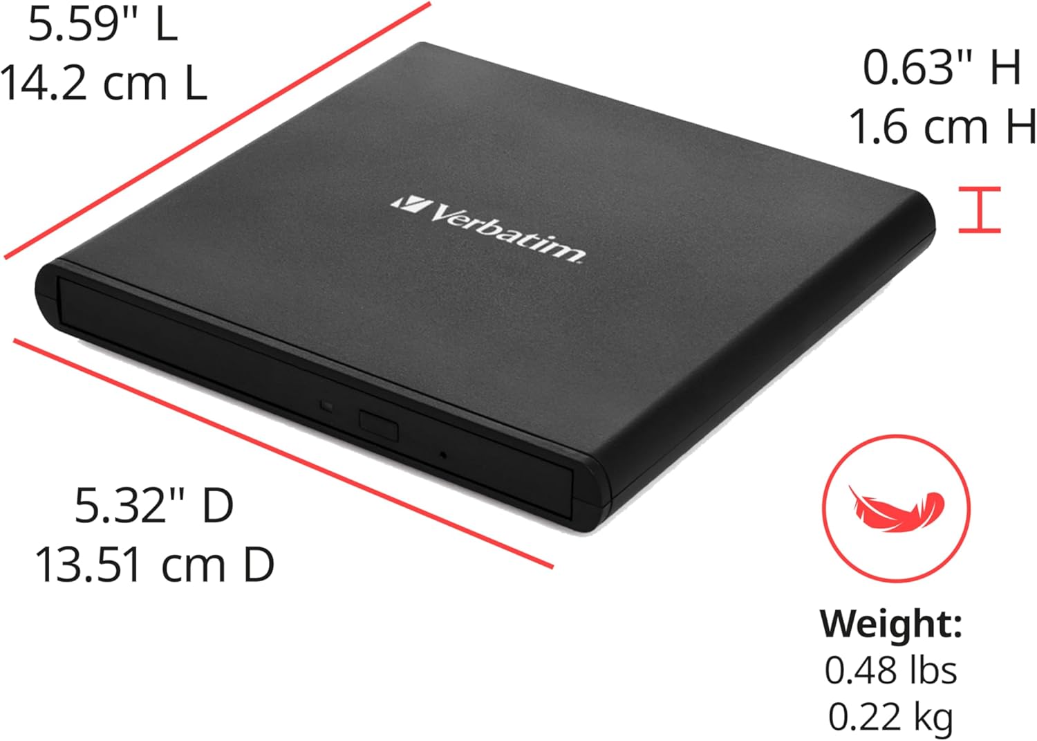 Gravador Externo CD/DVD Verbatim Slimline 98938 - Imagem 9