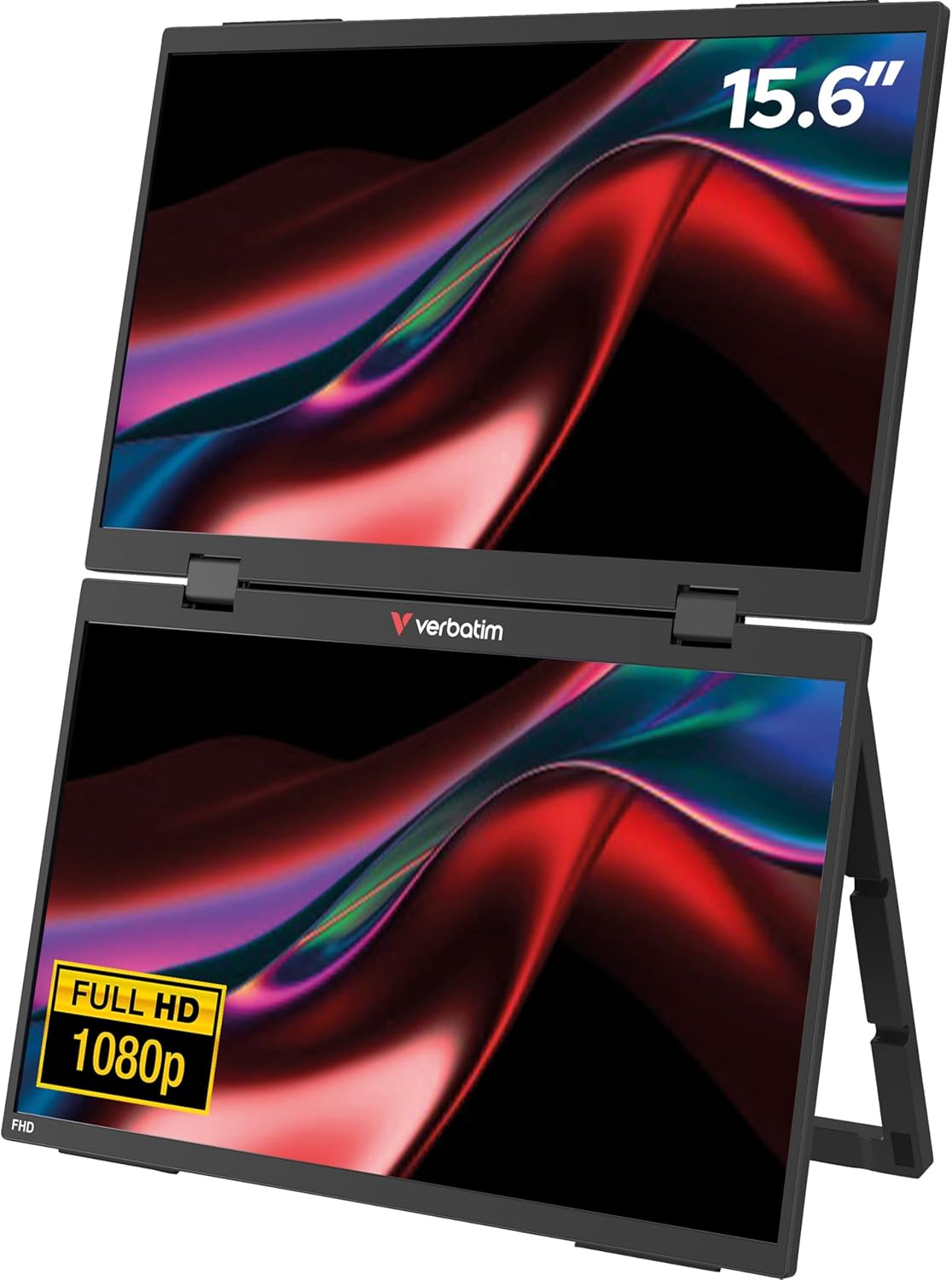 Monitor Portátil Tátil Verbatim Duo Essentials 15.6" + 15.6"/ Full HD/ Multimédia/ Preto