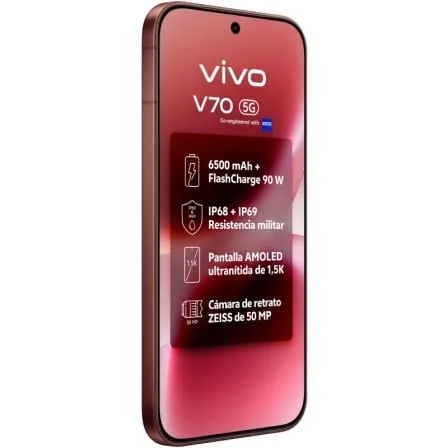 Smartphone Vivo V70 6.59" 5G 8GB 256GB Câmara ZEISS 50MP Castanho - Imagem 3