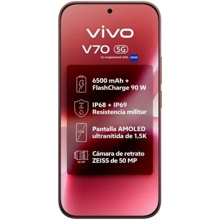 Smartphone Vivo V70 6.59" 5G 8GB 256GB Câmara ZEISS 50MP Castanho - Imagem 2