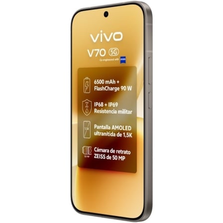 Smartphone Vivo V70 6.59" AMOLED 120Hz Snapdragon 7 Gen 4 8GB 512GB 5G Cinza Alpino - Imagem 4