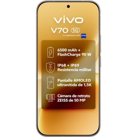 Smartphone Vivo V70 6.59" AMOLED 120Hz Snapdragon 7 Gen 4 8GB 512GB 5G Cinza Alpino - Imagem 2