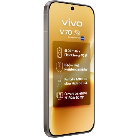 Smartphone Vivo V70 6.59" AMOLED 120Hz Snapdragon 7 Gen 4 8GB 512GB 5G Cinza Alpino - Imagem 3