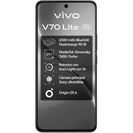 Smartphone Vivo V70 Lite 5G 6.77" 6GB 128GB MediaTek Dimensity 7400-Turbo Câmara 50MP IP65 Preto - Imagem 2