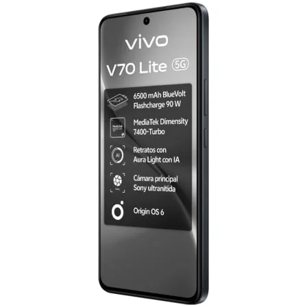 Smartphone Vivo V70 Lite 5G 6.77" 6GB 128GB MediaTek Dimensity 7400-Turbo Câmara 50MP IP65 Preto - Imagem 4