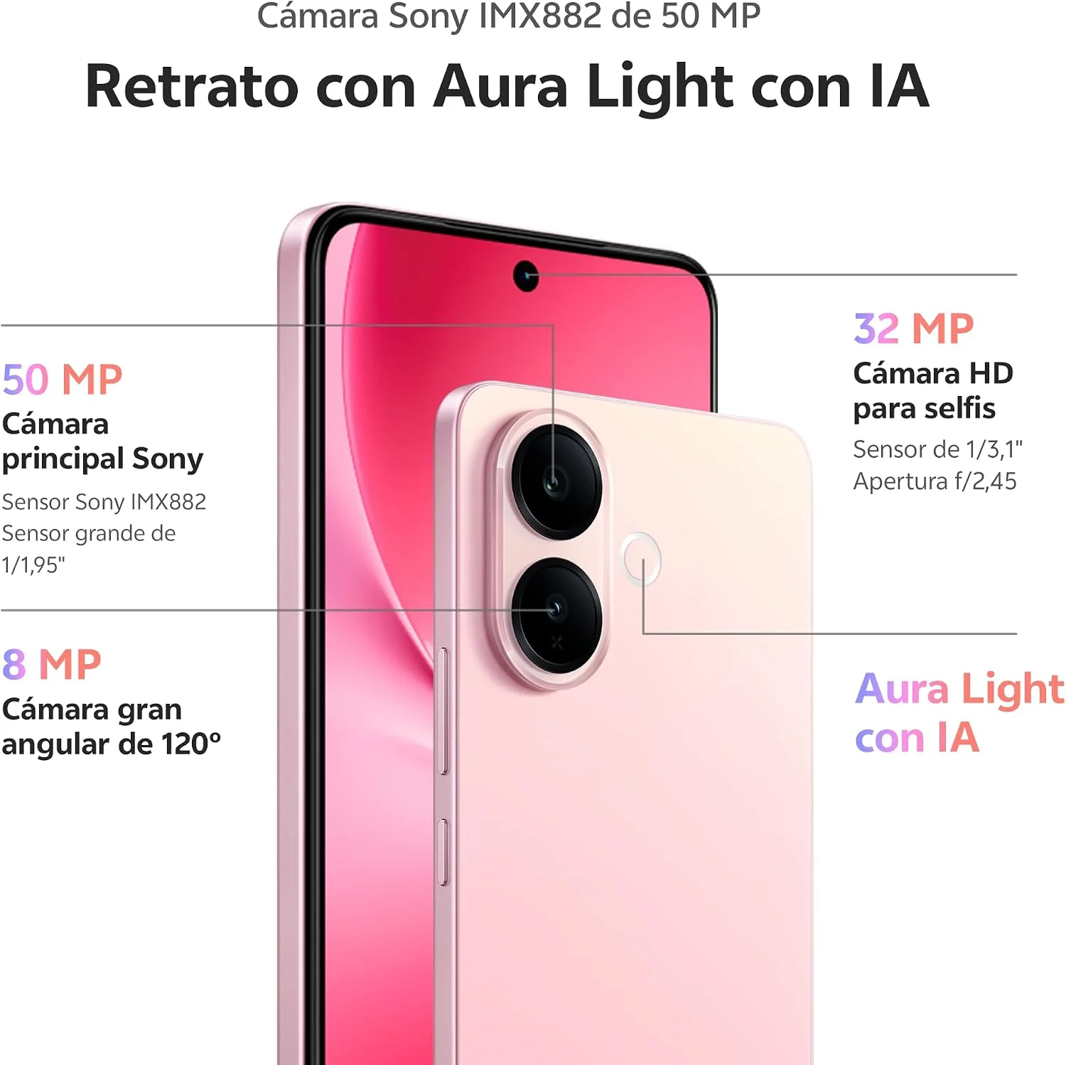 Smartphone Vivo V70 Lite 6.77" 5G 6GB 256GB Rosa - Imagem 3