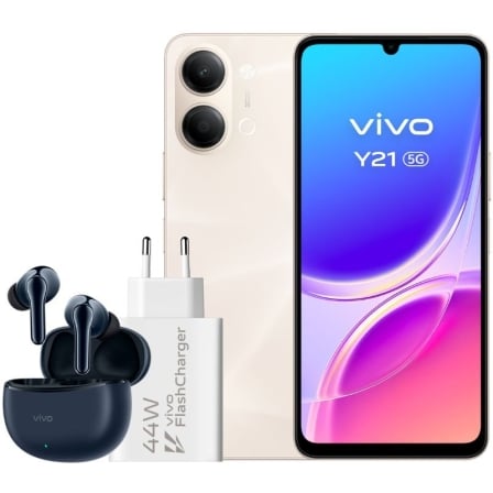 Smartphone VIVO Y21 5G 6.74" 4GB 256GB Dourado Inclui Carregador e Auriculares