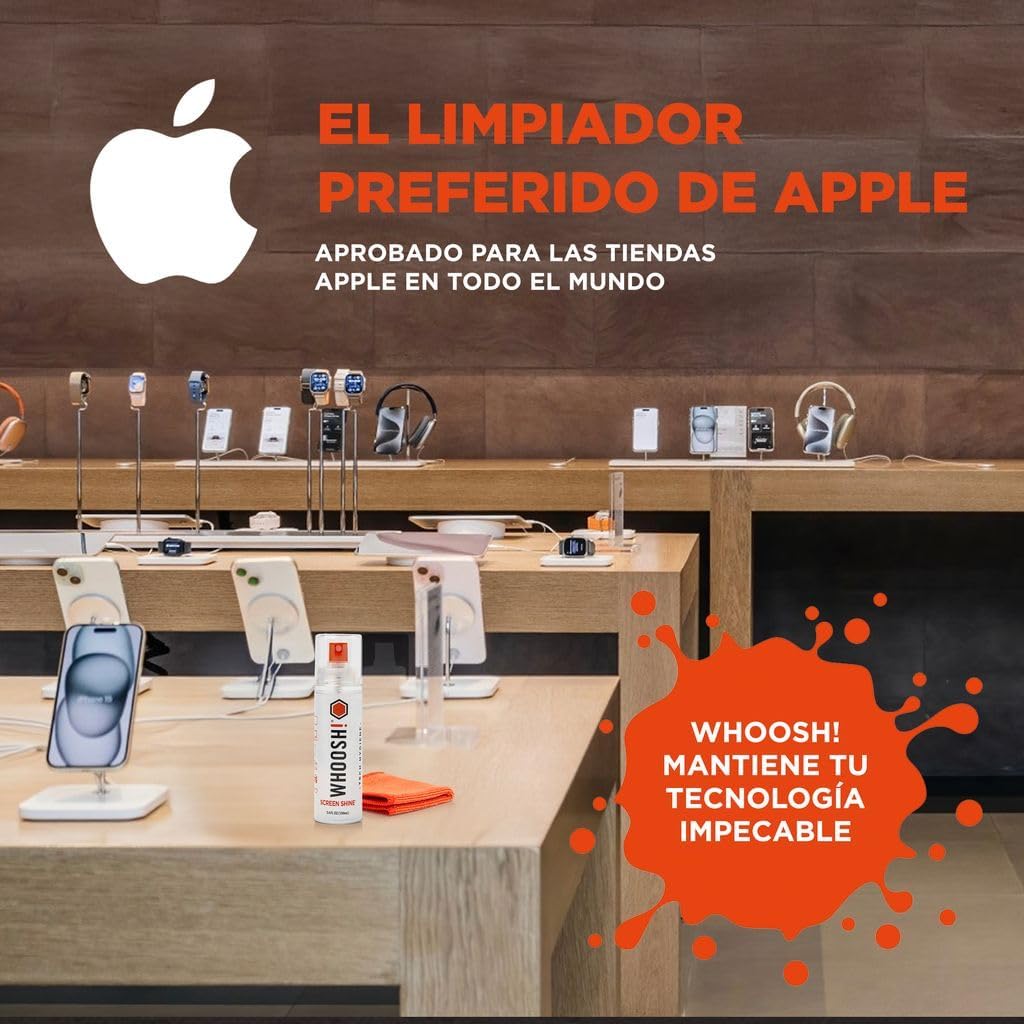 Kit de Limpeza de Ecrãs WHOOSH Kit GO XL WSH003 Spray 100ml + Pano Microfibra 15x15cm - Imagem 5