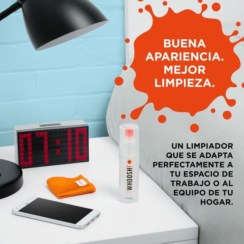 Kit de Limpeza de Ecrãs WHOOSH Kit GO XL WSH003 Spray 100ml + Pano Microfibra 15x15cm - Imagem 4
