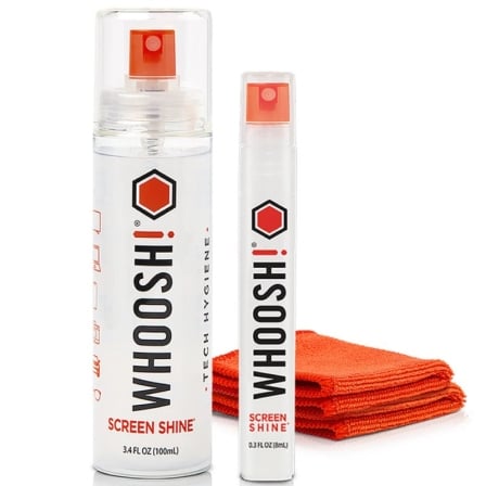 Kit de Limpeza de Ecrãs Whoosh Kit Duo Screen Shine 100ml + 8ml + 2 Panos Microfibra
