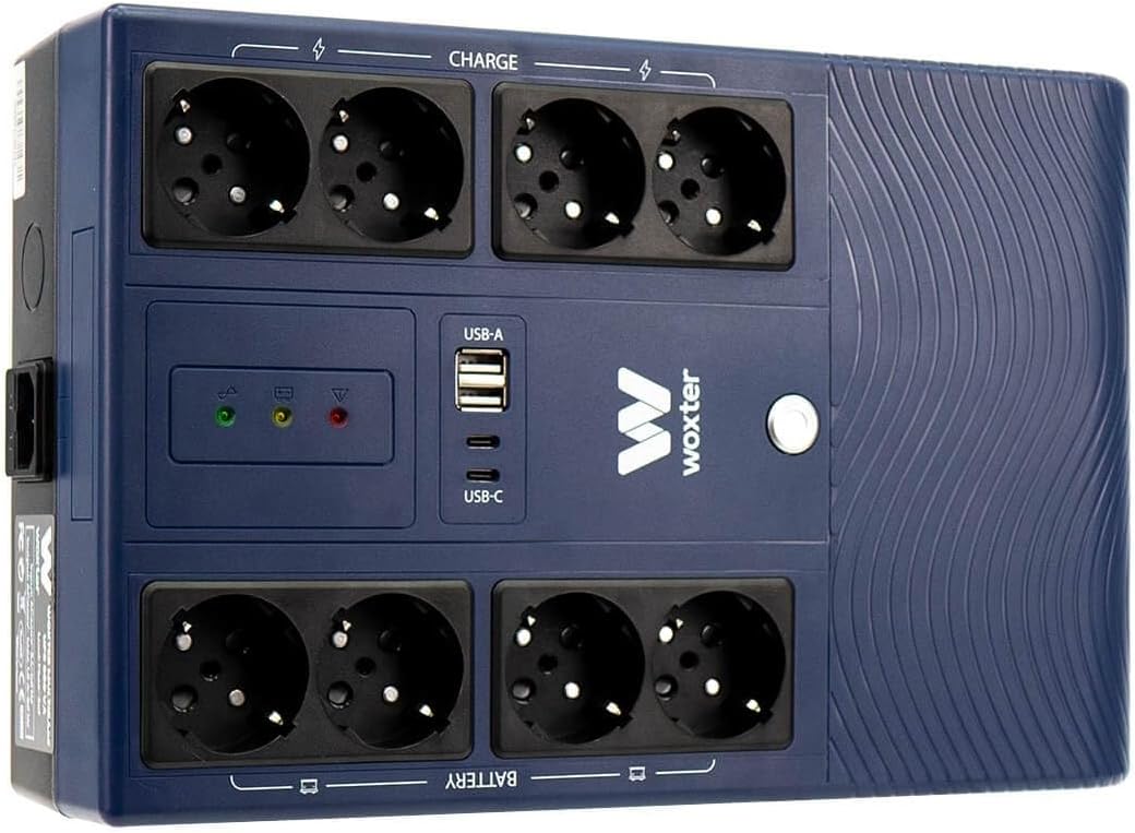 UPS Linha Interativa Woxter Multibase UPS 1200 VA/ 1200VA-720W/ 8 Saídas/ Formato Torre - Imagem 2