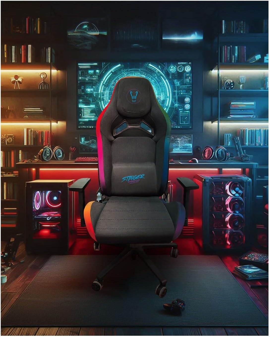 Cadeira Gaming Woxter Stinger Station Elite/ Luzes LED/ Azul e Rosa - Imagem 2