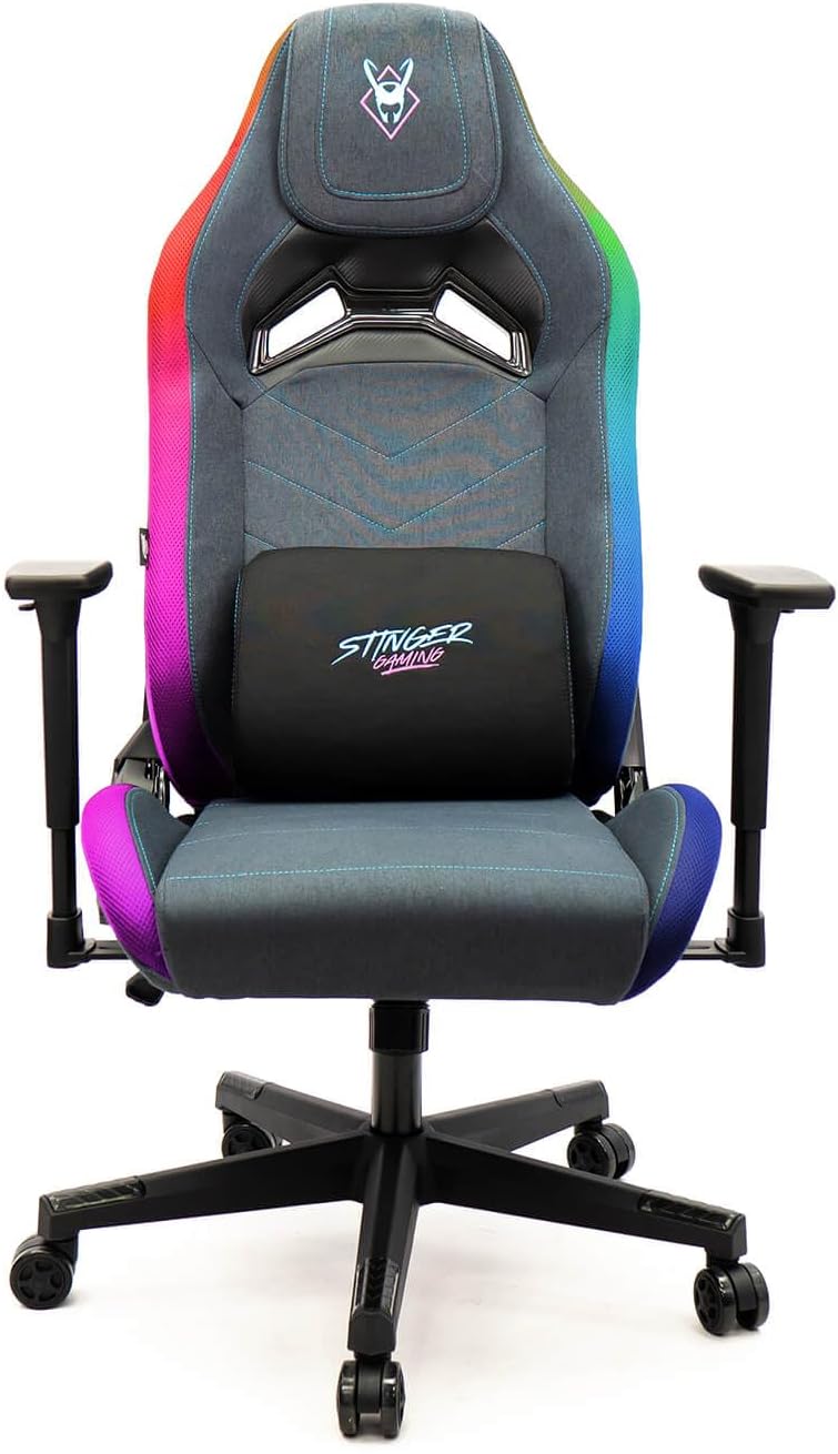 Cadeira Gaming Woxter Stinger Station Elite/ Luzes LED/ Azul e Rosa