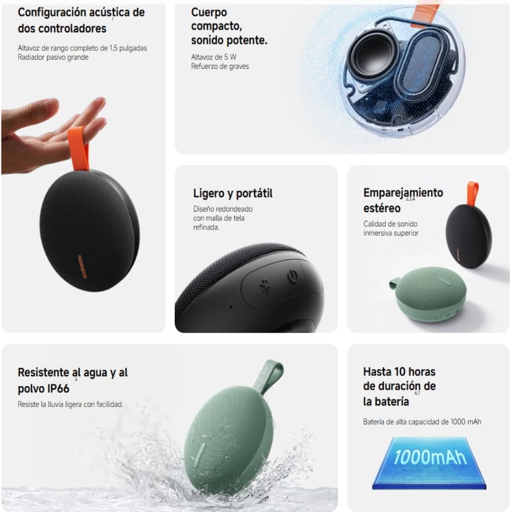 Coluna Bluetooth Xiaomi Speaker Essential 5W IP66 Bateria até 10h Verde - Imagem 2