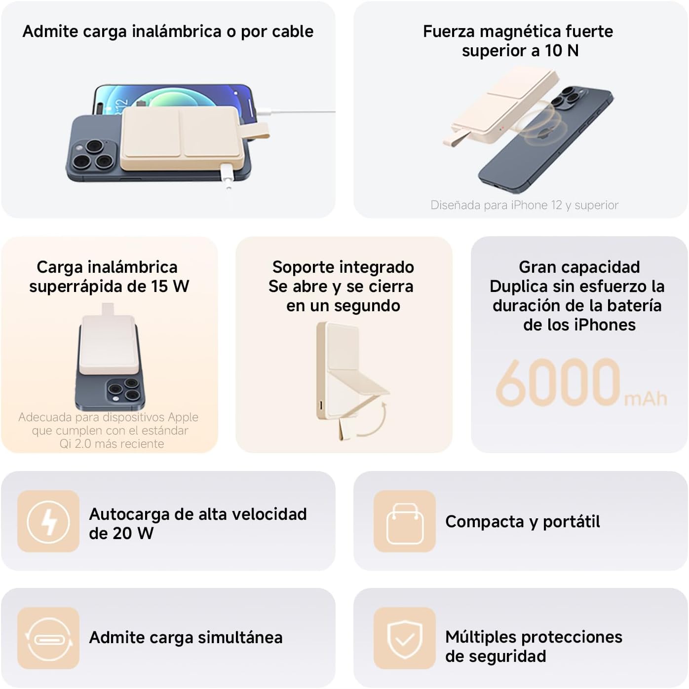 Powerbank 6000mAh Xiaomi Magnetic Power Bank 6000/ 15W/ Bege - Imagem 2