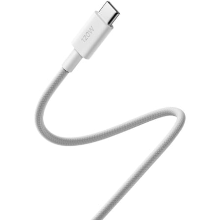 Cabo USB-C Xiaomi Braided USB-C para USB-C 120W 6A 480Mbps 2m Branco - Imagem 3