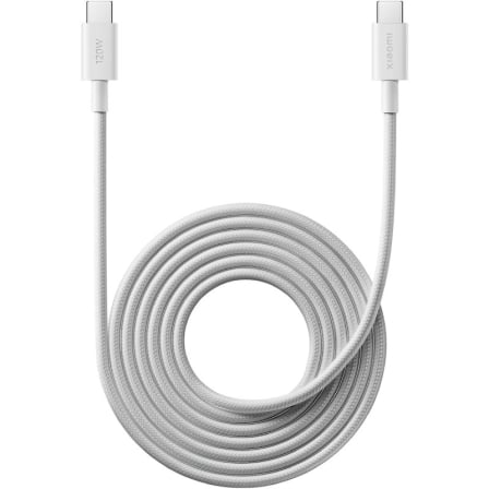 Cabo USB-C Xiaomi Braided USB-C para USB-C 120W 6A 480Mbps 2m Branco
