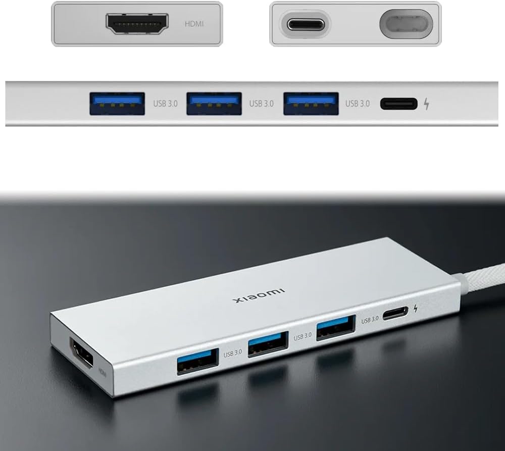 Docking USB 3.0 Tipo-C Xiaomi 5 em 1/ 3xUSB/ 1xUSB Tipo-C PD/ 1xHDMI/ Branco - Imagem 3