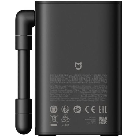 Compressor de Ar Portátil Xiaomi Mijia 150 psi Elétrico Bateria 2000 mAh Preto - Imagem 2