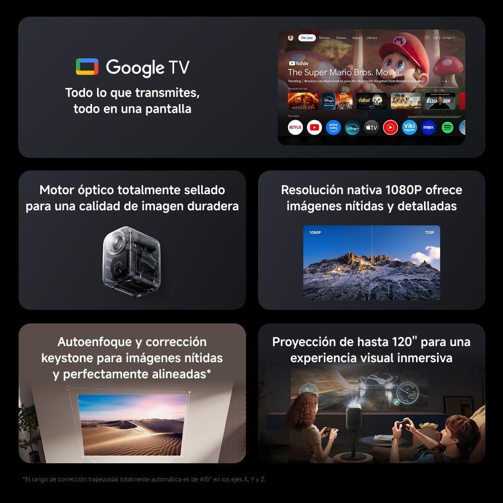 Projetor Xiaomi Smart Projector L1 200 Lúmenes Full HD WiFi Preto - Imagem 3