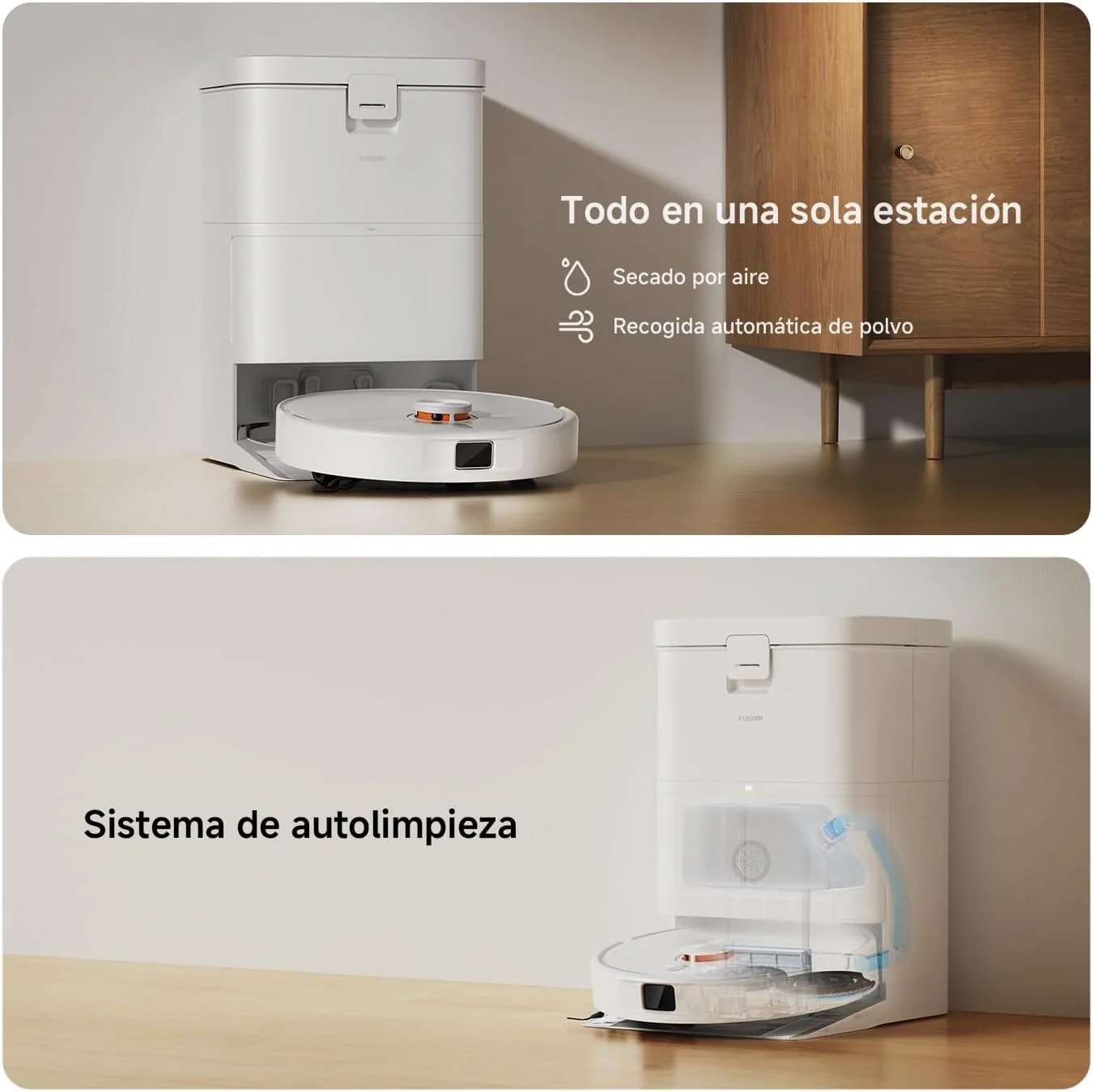 Robot Aspirador Xiaomi Robot Vacuum H50 Lavagem Mopa Autovaziamento 4L WiFi Branco - Imagem 3
