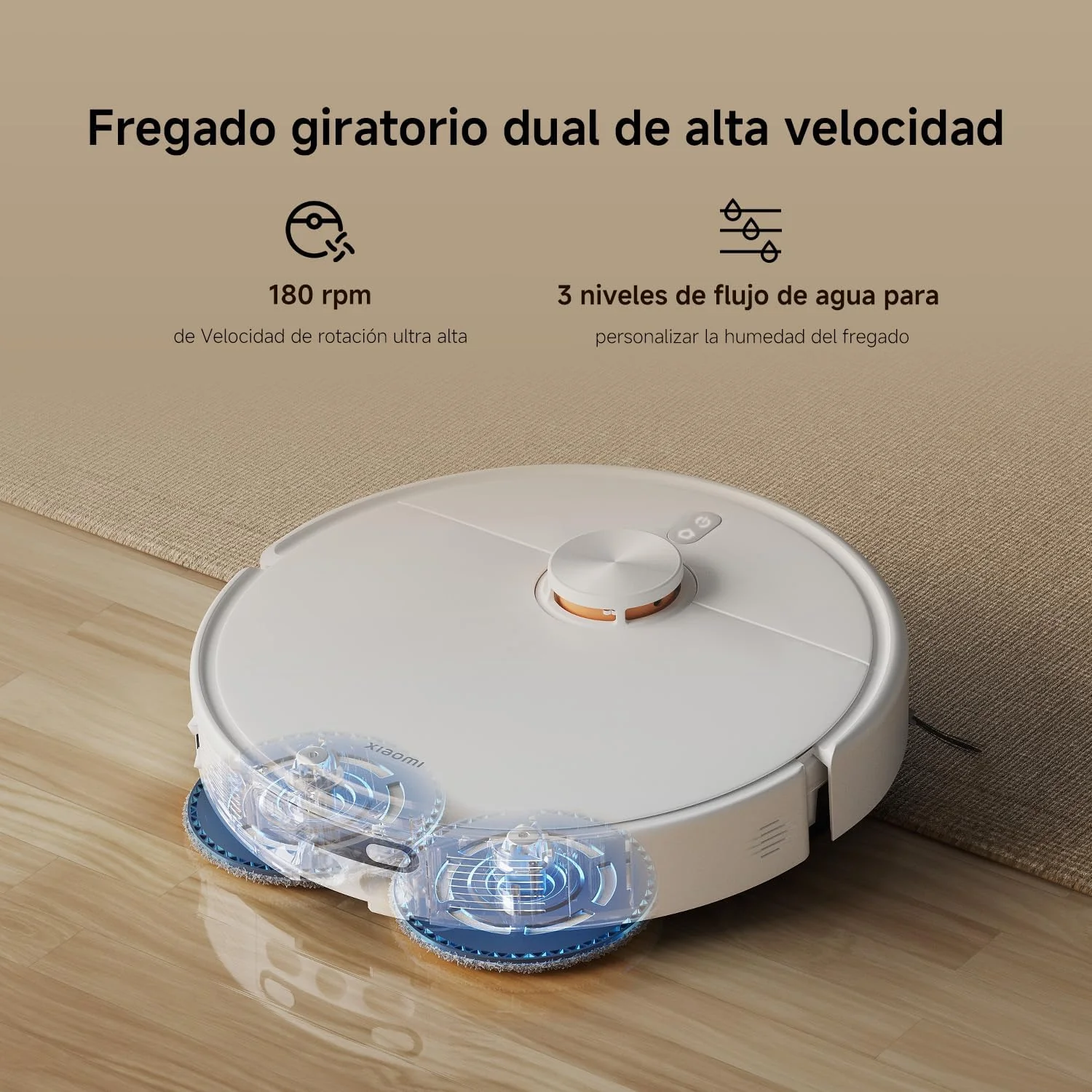 Robot Aspirador Xiaomi Robot Vacuum H50 Lavagem Mopa Autovaziamento 4L WiFi Branco - Imagem 6