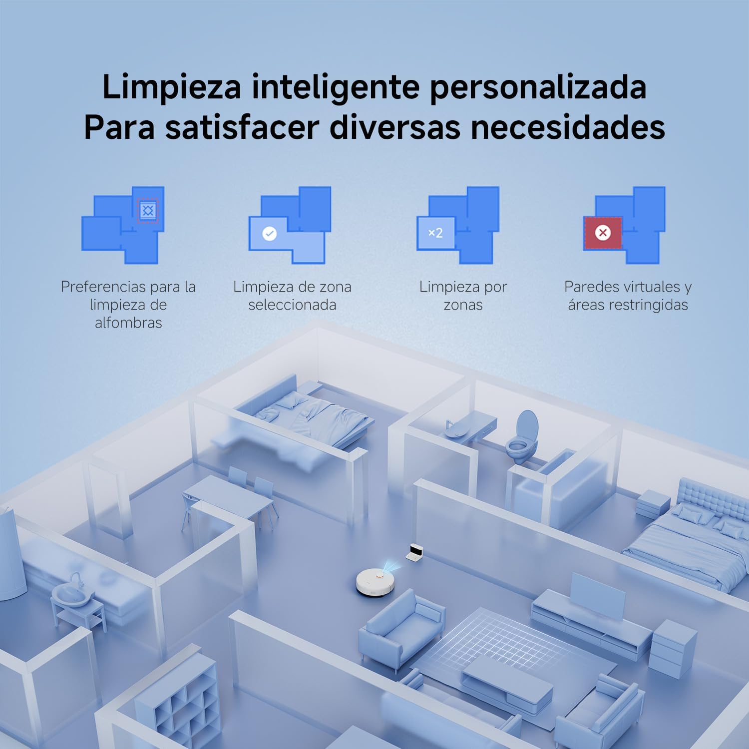Robot Aspirador Xiaomi Robot Vacuum S40C/ Função de Esfregona/ Controlo por WiFi/ Branco - Imagem 8