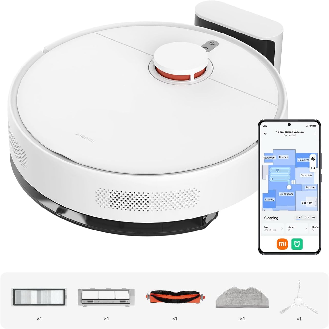 Robot Aspirador Xiaomi Robot Vacuum S40C/ Função de Esfregona/ Controlo por WiFi/ Branco - Imagem 1