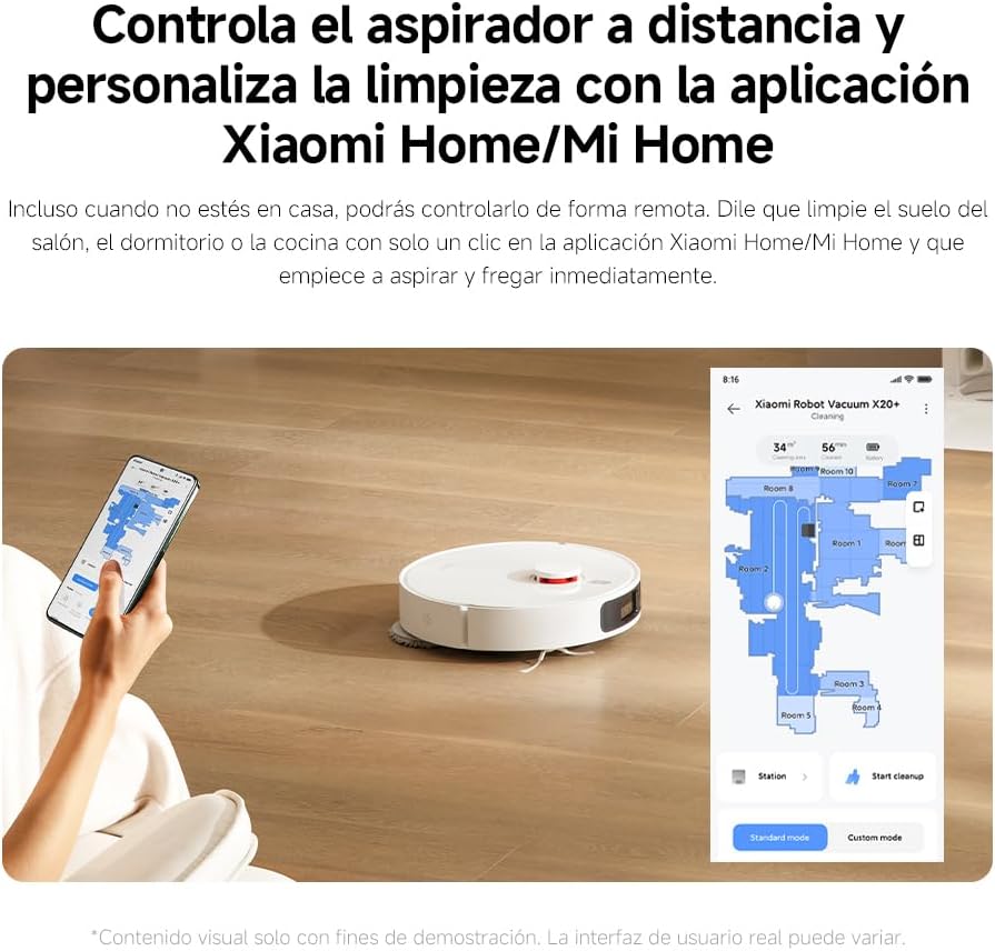 Robot Aspirador Xiaomi Robot Vacuum X20+ 6000Pa Wi-Fi Base de Autolimpeza Branco - Imagem 15
