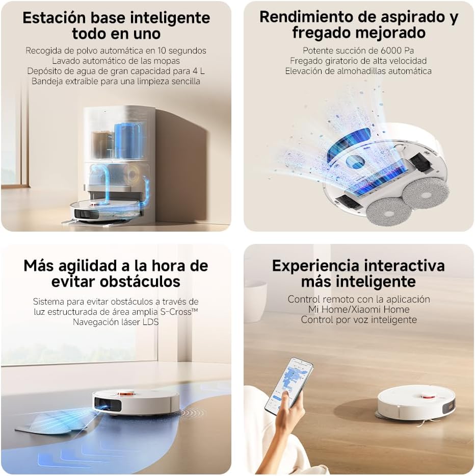 Robot Aspirador Xiaomi Robot Vacuum X20+ 6000Pa Wi-Fi Base de Autolimpeza Branco - Imagem 2