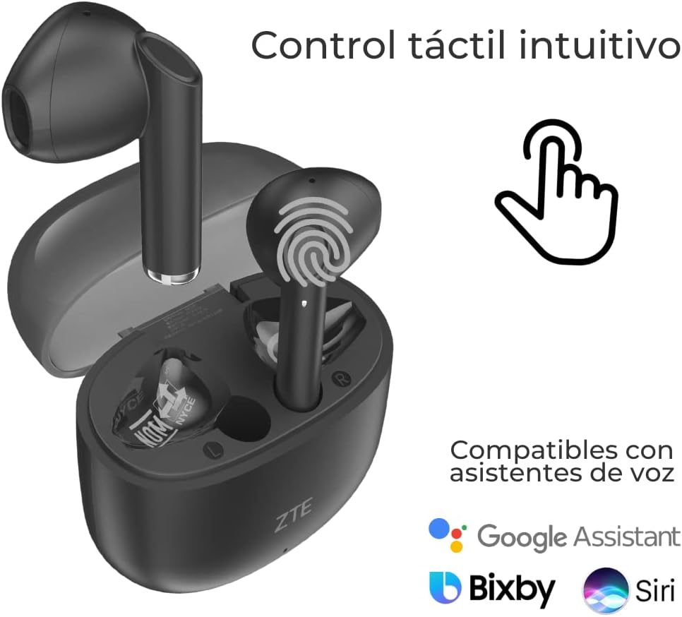 Auscultadores Bluetooth ZTE Buds 2 com estojo de carregamento/ Autonomia 5h/ Pretos - Imagem 5