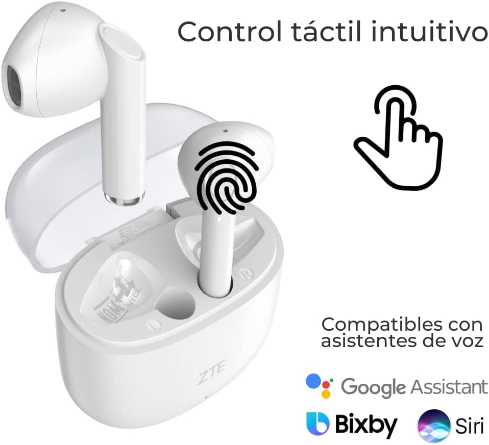 Auriculares Bluetooth ZTE Buds 2 com estojo de carregamento/ Autonomia 5h/ Brancos - Imagem 6