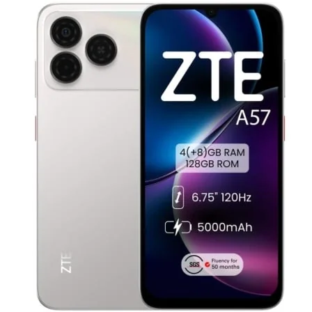 Smartphone ZTE A57 6.75" 120Hz 4GB 128GB Octa-core 5000mAh Prateado