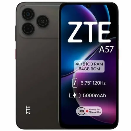 Smartphone ZTE A57 6.75" HD+ 120Hz 4GB 64GB 5000mAh Preto