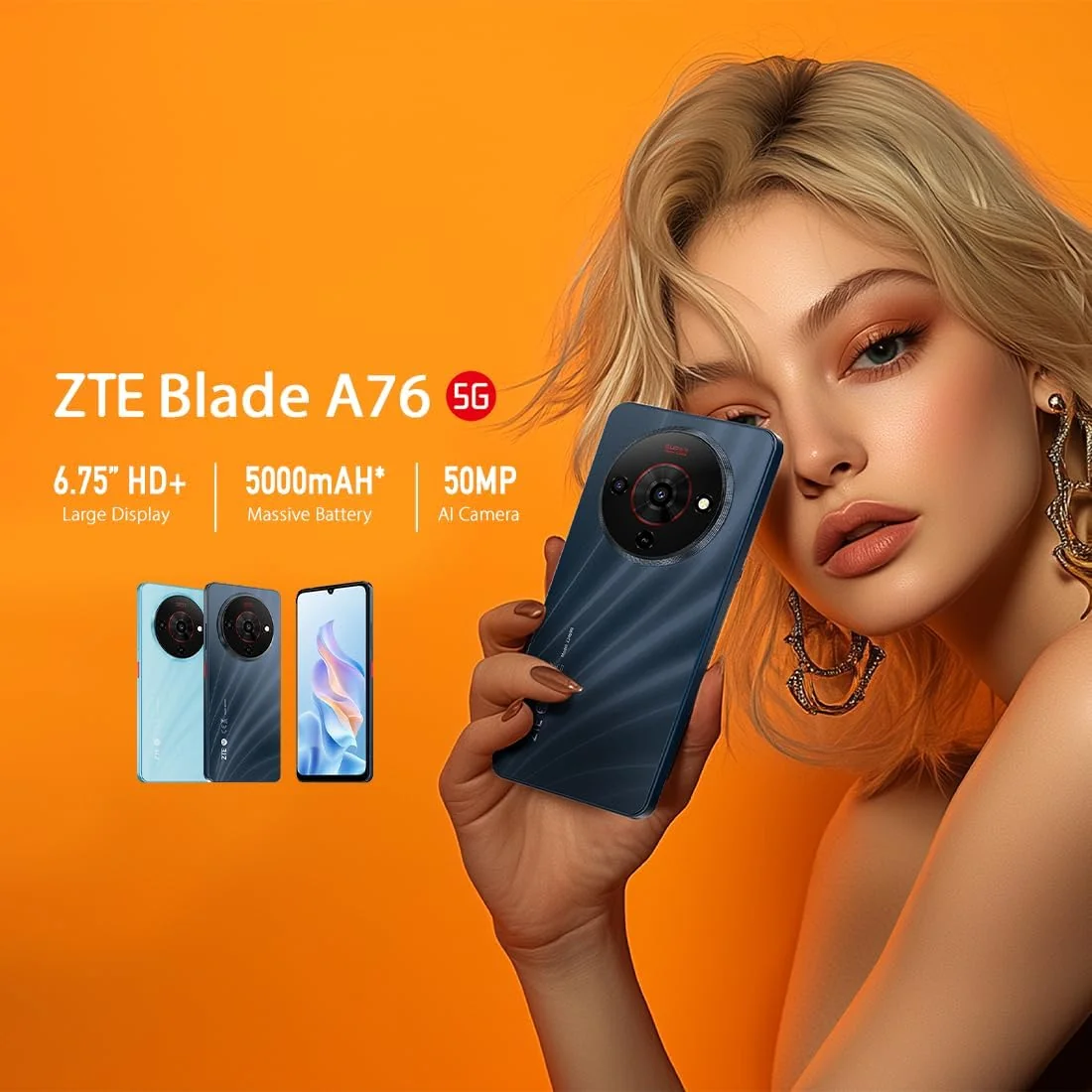 Smartphone ZTE Blade A76 6.75" 5G 6GB 128GB Câmara Dual 50MP Bateria 5000mAh Preto - Imagem 7