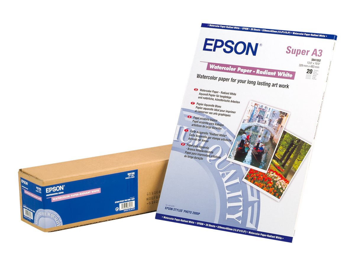 Papel Aquarela Epson A3+ Branco Cintilante 188g 20 folhas