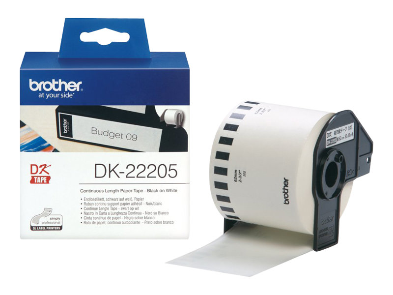 Rolo Etiquetas Brother DK-22205 Contínuo 62 mm Preto sobre Branco - Imagem 2