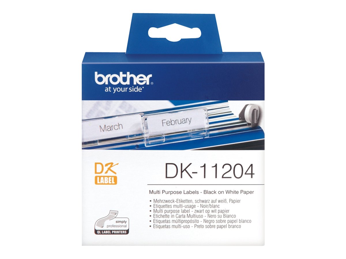 Rolo de Etiquetas Brother DK-11204 17x54mm Preto em Branco 400 Unidades