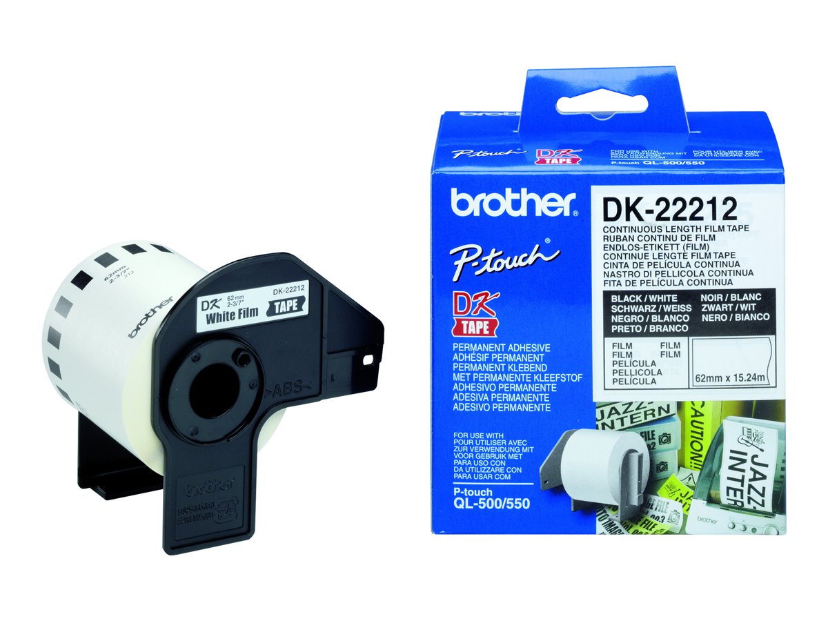 Fita de Etiqueta Brother DK-22212 62mm Permanente Branca - Imagem 3