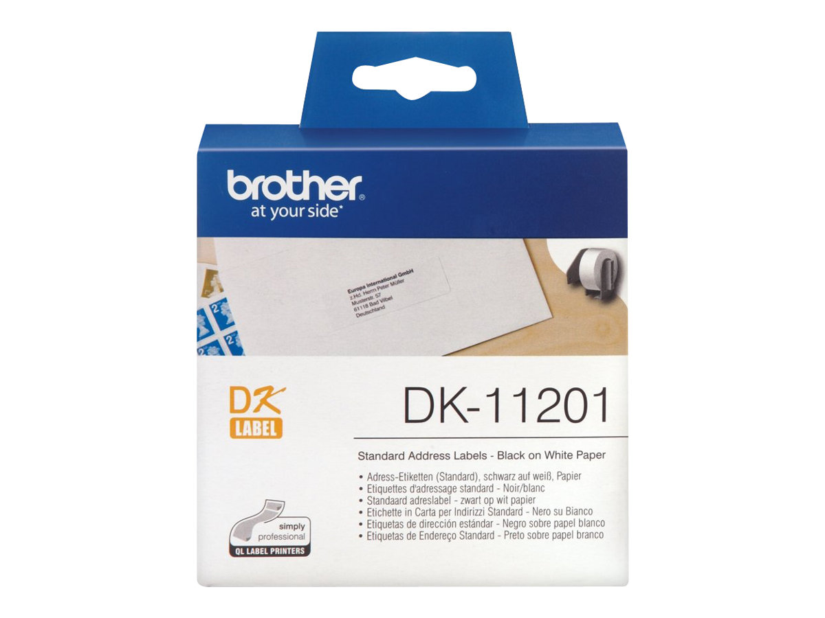 Rolo Etiquetas Endereços Brother DK-11201 29x90mm 400 Unidades - Imagem 1