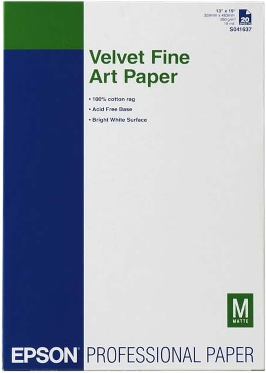 Papel Epson Fine Art Velvet A3 Plus 20 Folhas - Imagem 1