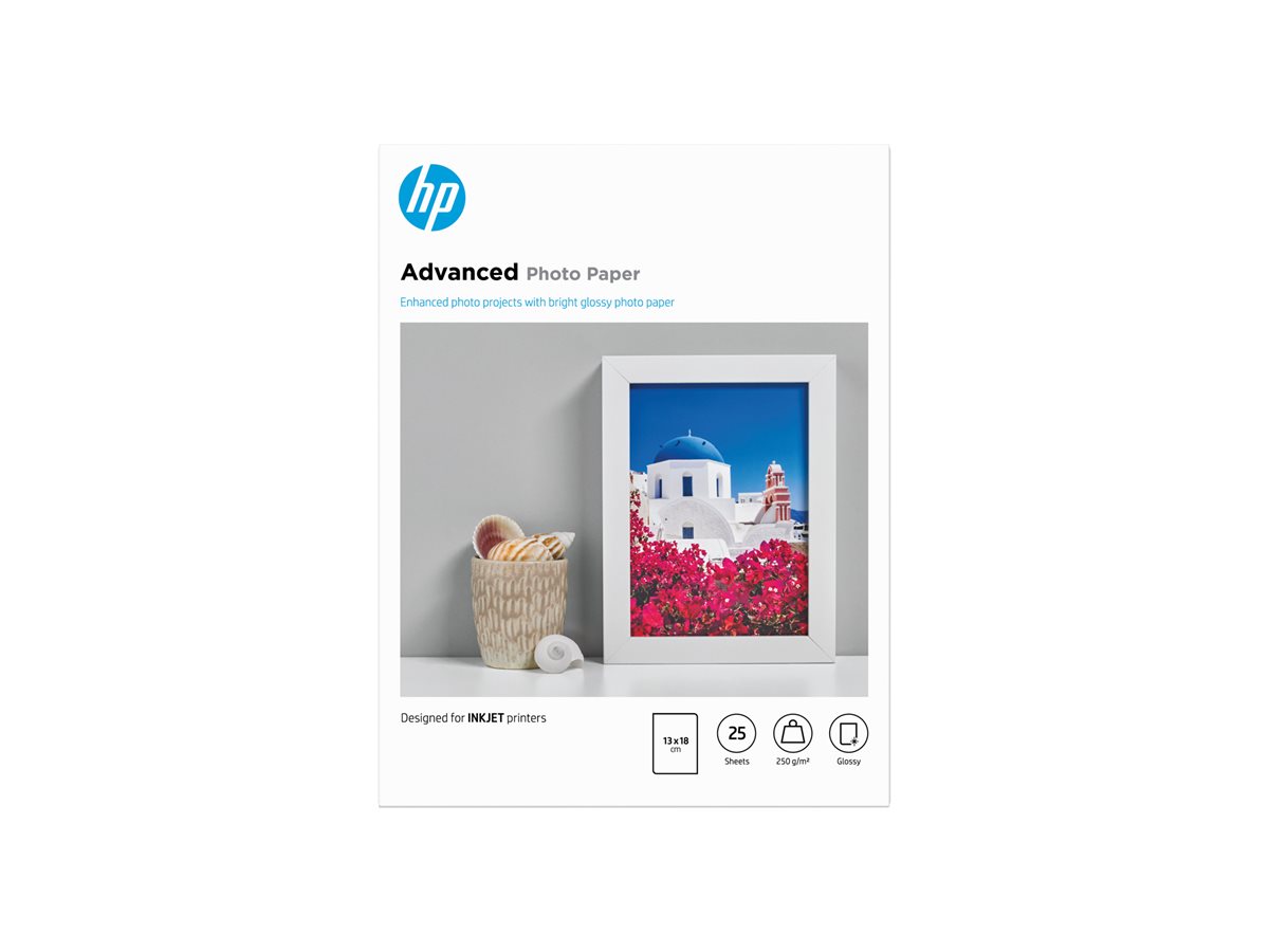 Papel Fotográfico HP Advanced 13x18 cm Brilhante 25 Folhas