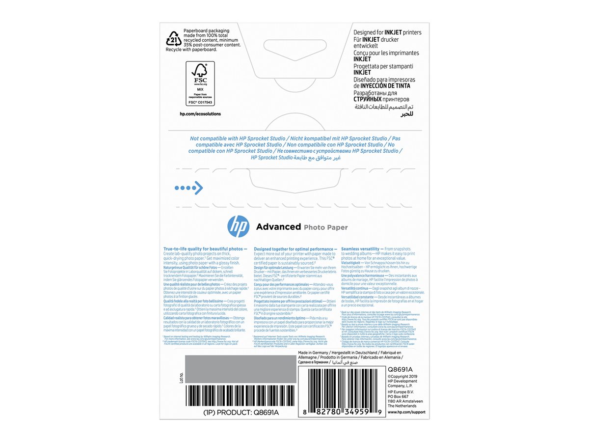Papel Fotográfico HP Advanced Brilhante 10x15 25 Folhas - Imagem 4