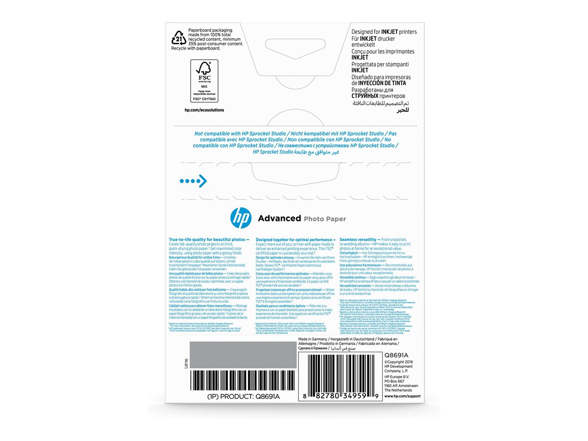 Papel Fotográfico HP Advanced Brilhante 10x15 25 Folhas - Imagem 3