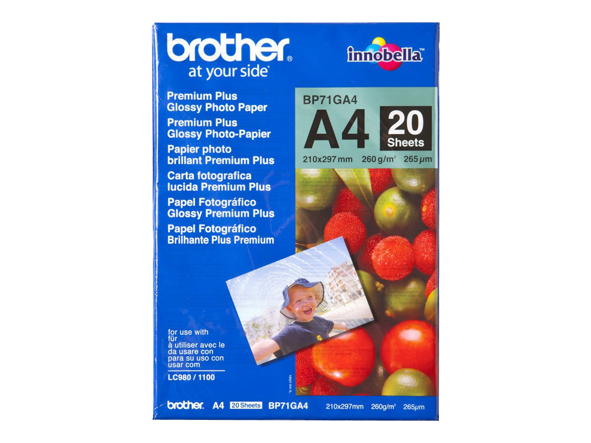 Papel Fotográfico Brother Innobella Premium Plus BP71GA4 Brilhante A4 20 Folhas
