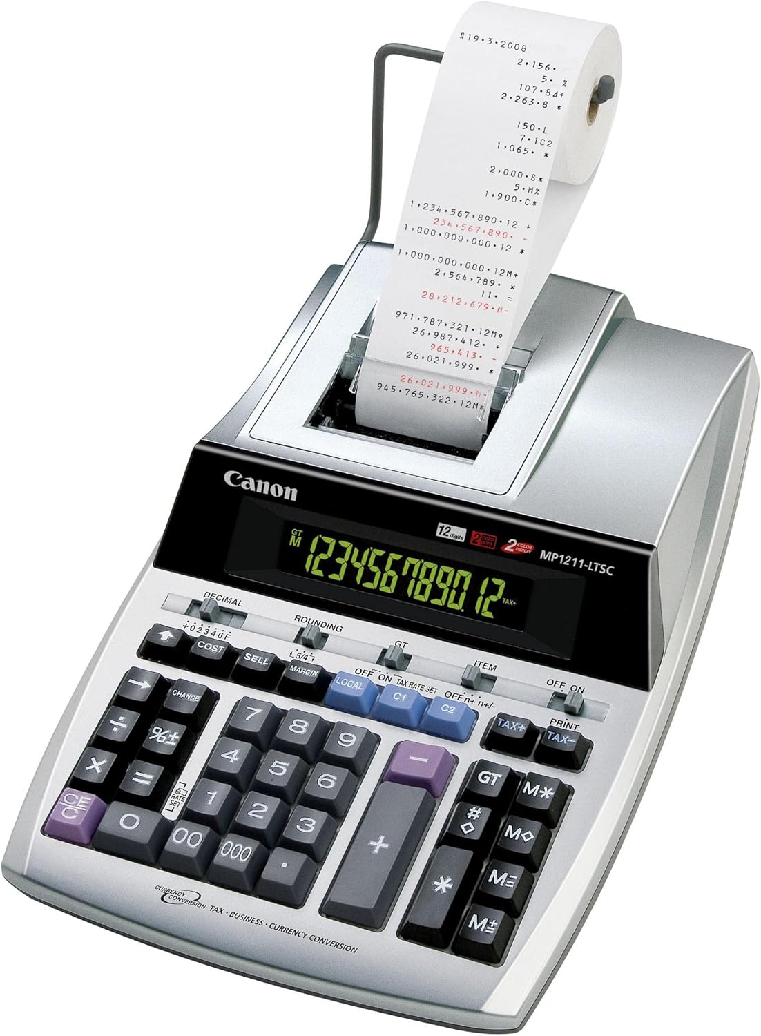Calculadora com Impressora Canon MP1211-LTSC Ecrã 12 Dígitos Impressão a Duas Cores Prateado - Imagem 2