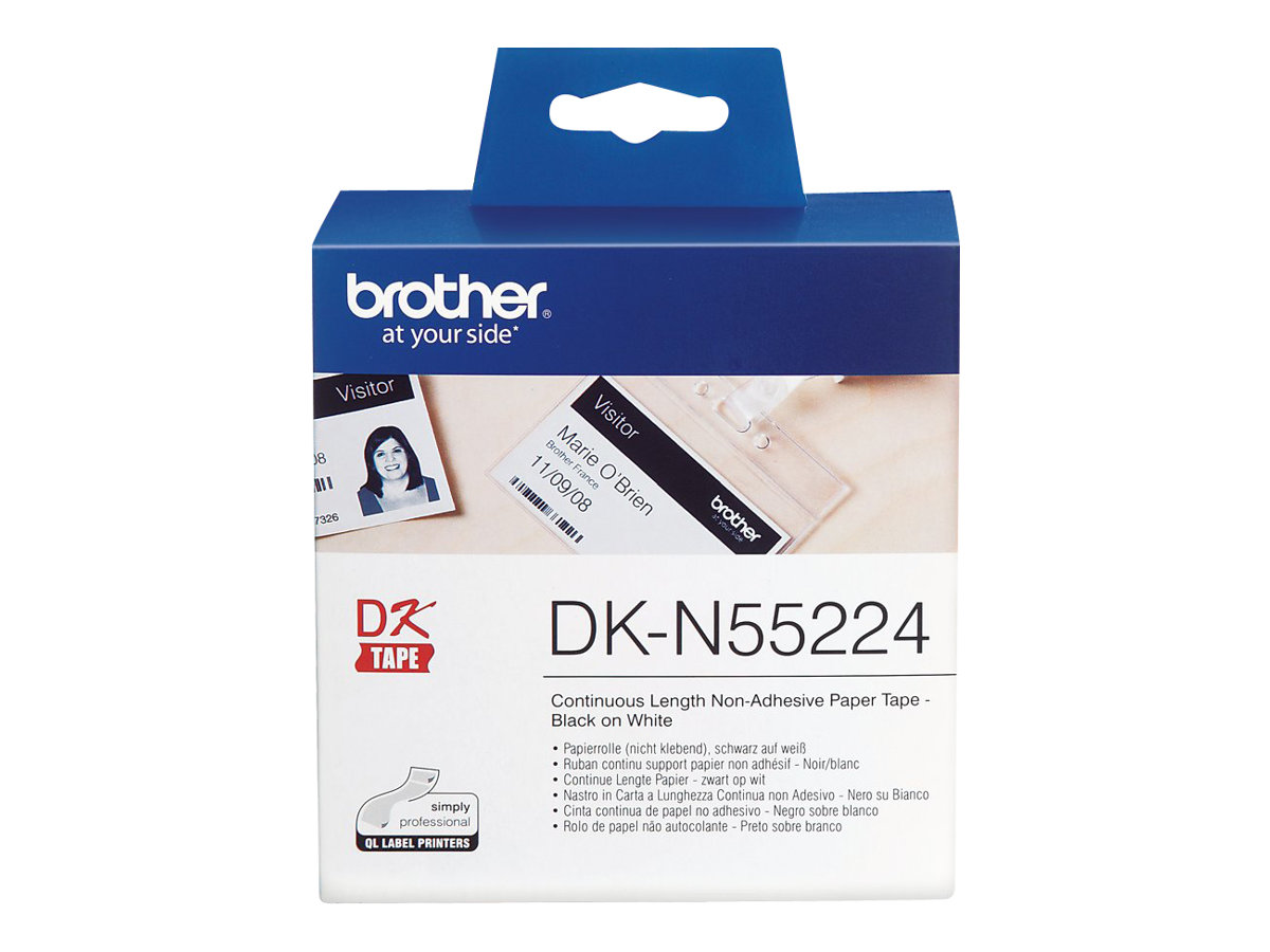 Rolo de Etiqueta Brother DKN55224 54 mm Preto em Branco